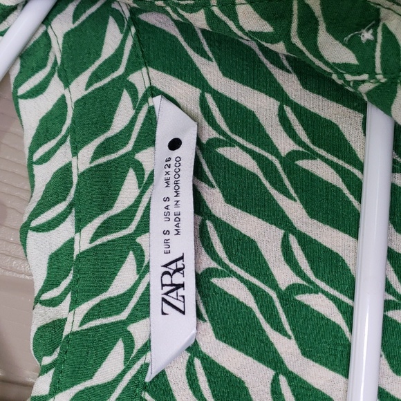 ZARA Green geometric print long sleeve dress size small - Picture 6 of 7